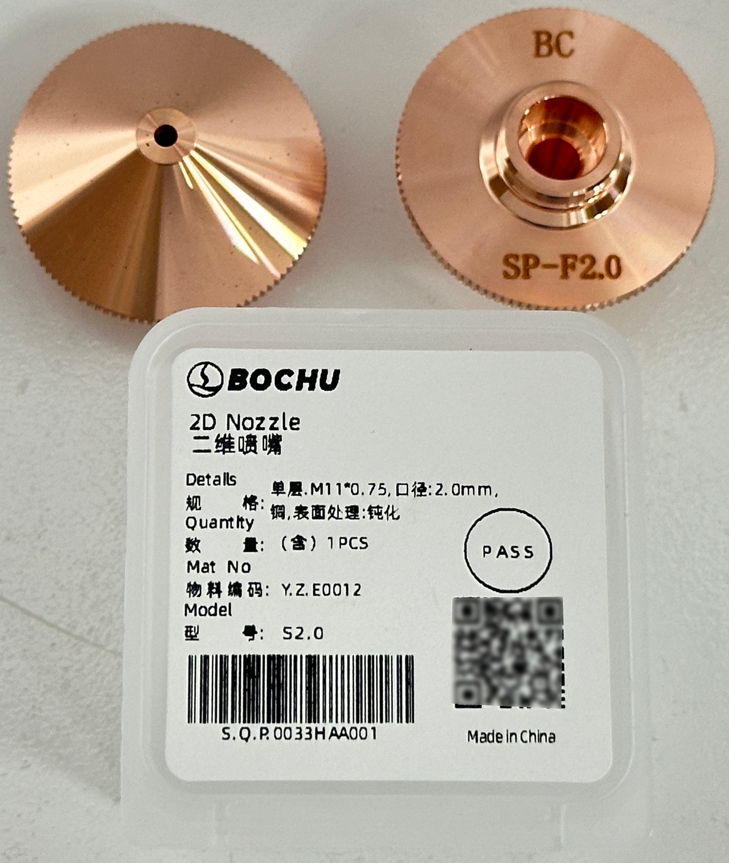 BOCHU BOCI Original Single/Double 2D Nozzles M11*0.75 D28 Ordinary With Steps Single 2.0mm（Y.Z.E0012） cutting nozzles